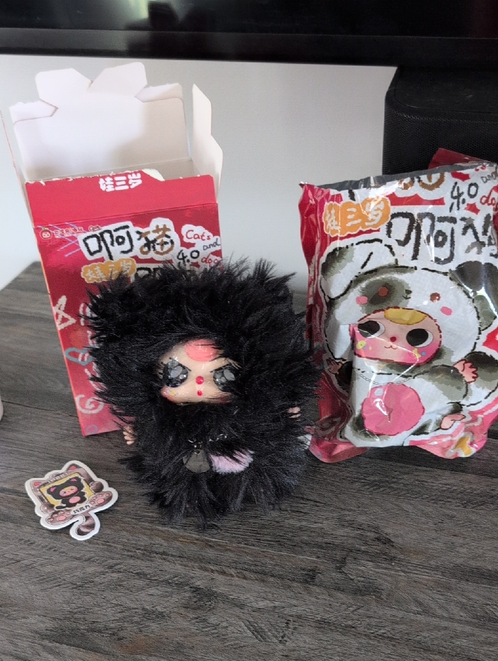 Secret Confirmed Black Collectible Cat with Pink Face Accents